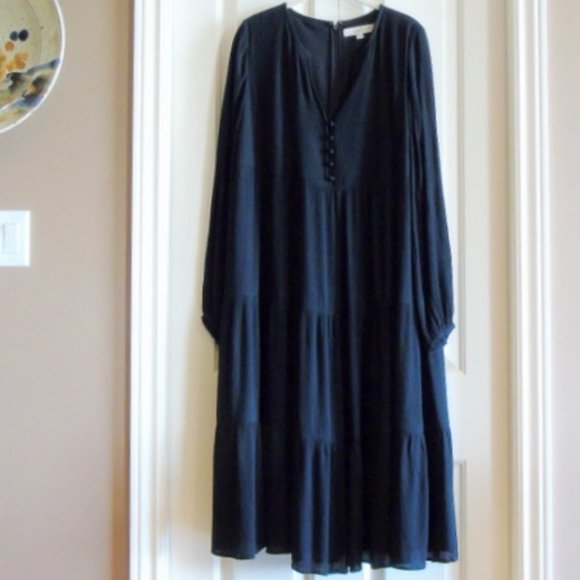 LOFT Dress Black Tiered Small Tall New Never Worn - Picture 2 of 9